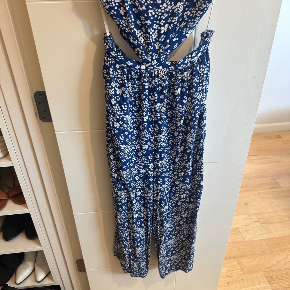 Aerie Blue Floral Jumpsuit with Cutouts - Picture 5 of 6